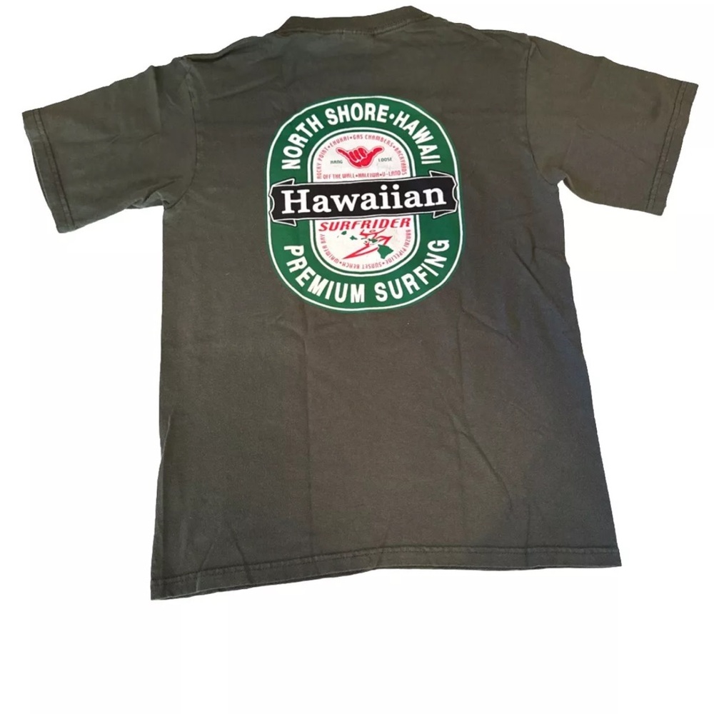 North Shore Hawaii Surfing Hawaiian Surfrider Sunset Beach Green T-Shirt S Hang